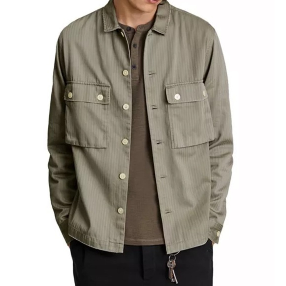 AllSaints Men's Relaxed Fit Carrier Shirt in Pier Gray Size Extra Small NWT